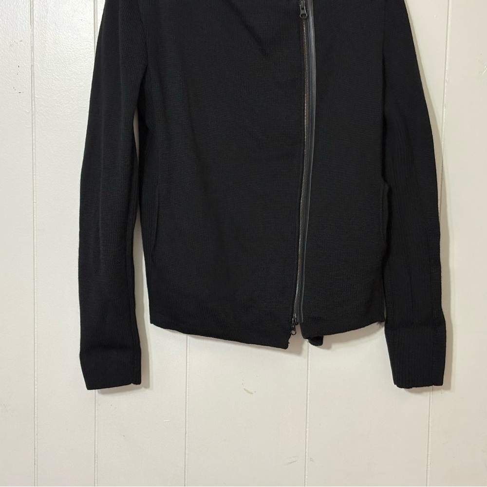Vince Black Wool Asymmetrical Moto Jacket Zip Front Minimalist Size M - Picture 4 of 12
